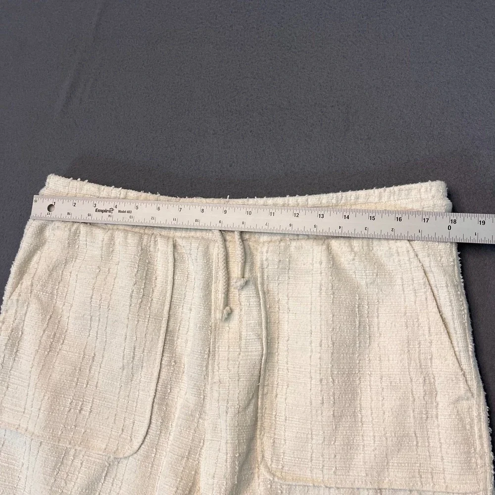Primark Mens XL Textured Drawstring Shorts Cream Honeycomb Weave Feather Chicken
